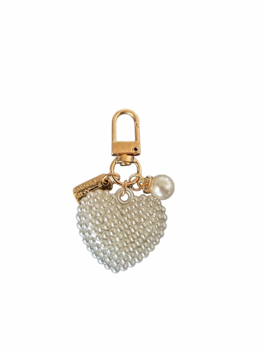 None Accessories - Gold & Pearl Heart Keychain Charm for Handbags or Keys- Perfect Gift